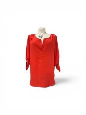 Studio Red V-Neck Tunic Blouse Size Xl